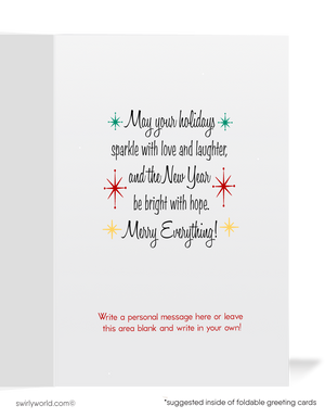 Vintage Mid-Century Christmas Cards with Joyful Angel, "NOEL" & Retro Starbursts