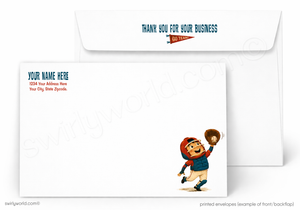 Customizable stationery set with a baseball player design and space for personalization.