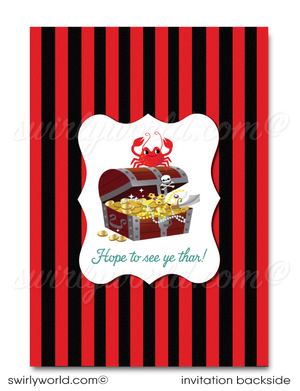 Princess Pirate-Themed Birthday Party Invitation Set - Customizable Girl Pirate Design