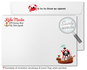 Princess Pirate-Themed Birthday Party Invitation Set - Customizable Girl Pirate Design