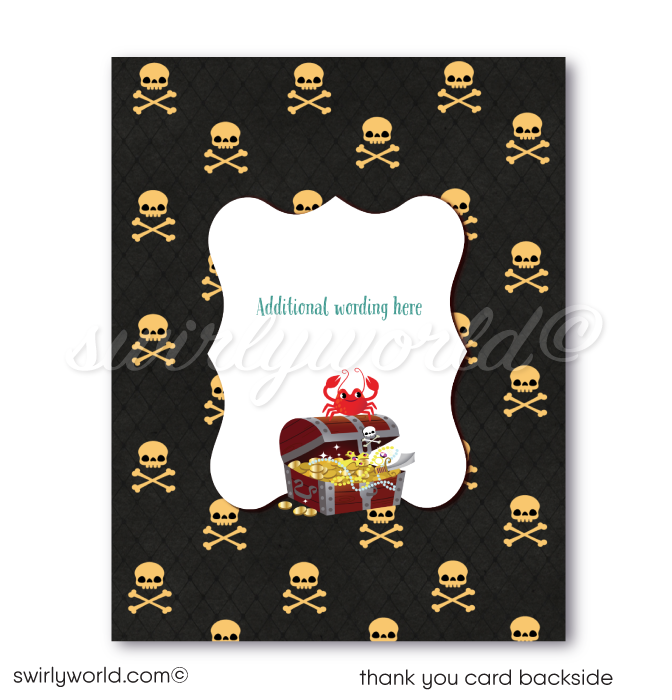 Princess Pirate-Themed Birthday Party Invitation Set - Customizable Girl Pirate Design
