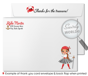 Princess Pirate-Themed Birthday Party Invitation Set - Customizable Girl Pirate Design
