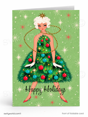1960s Vintage Christmas Card – Retro Atomic Christmas Tree | Mid Century Holiday Cards