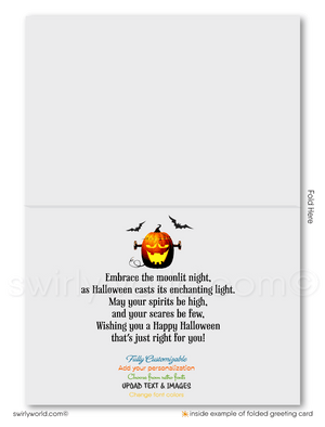 Hauntingly Enchanting Digital Halloween Greeting Card - Midnight Mansion Design