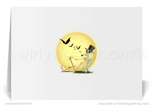 Haunting Midnight Mansion Halloween Greeting Card - Premium Printed Design