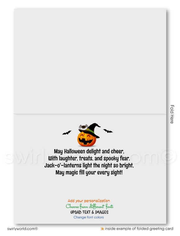  Enchant your clients with Swirly World's Whimsical Haunted House Digital Halloween Greeting Card. Featuring trick-or-treaters and a moonlit backdrop, this unique design is perfect for sending warm Halloween wishes and strengthening business connections. Printed versions available too!