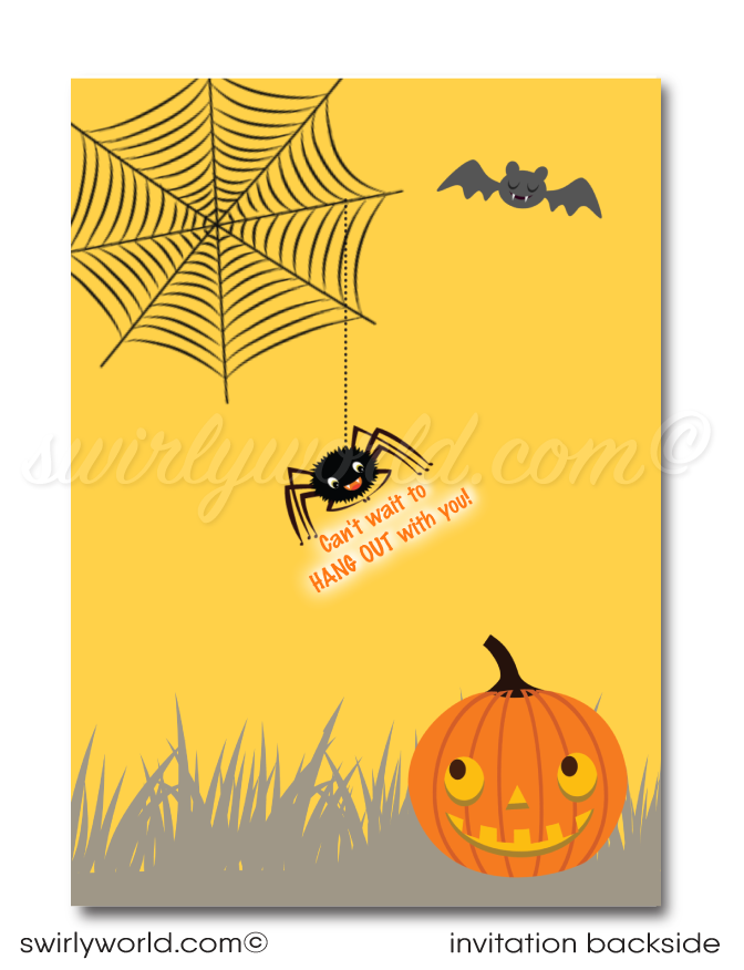 Make your child’s Halloween unforgettable with Swirly World's kid-friendly Costume Party invitations! Featuring whimsical fonts, bunting, cheerful ghosts, and a playful black cat, this charming design is perfect for a non-scary celebration. Easily customize and download to print, text, email, or send as an Evite.