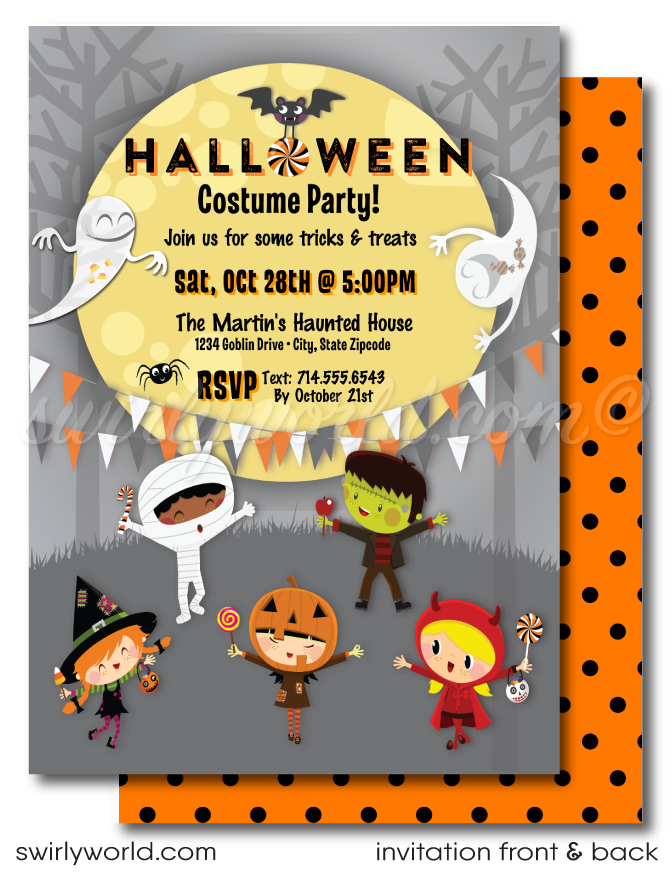 Non-Scary Kid-Friendly Halloween Costume Party Printable Invitation Digital Download