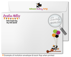Child-Friendly Cute Little Witch Kid Halloween Birthday Invitation Digital Printable Download