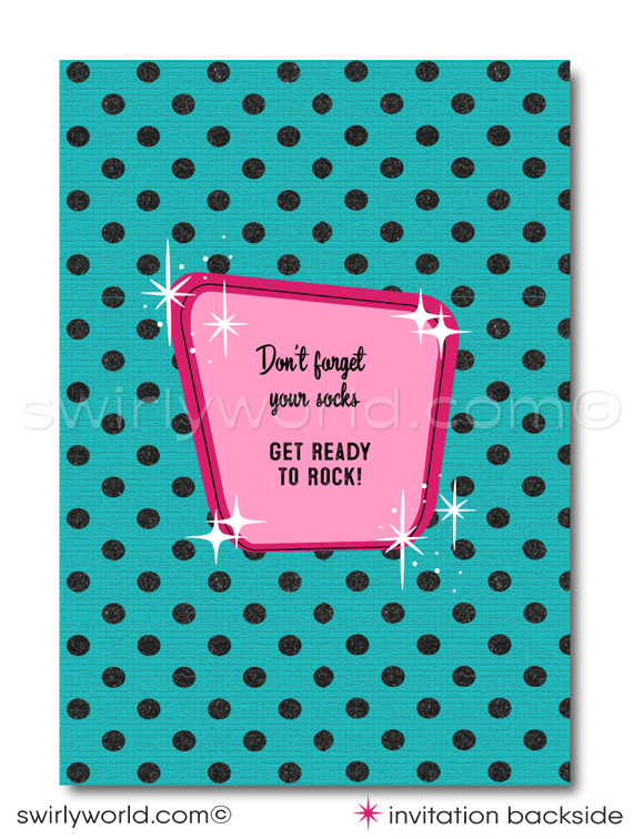 Step into the spotlight with our Rock and Bowl Kaoroke Birthday Party Invitation and Thank You Card Digital Download! These vibrant and stylish designs are tailor-made for tween girls who love bowling and rock 'n' roll music. Featuring a striking color palette of hot pink, teal blue, silver, and black
