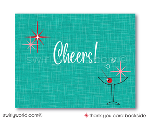 Atomic Pink Retro Rockabilly Mid-Century 1950s Pinup Girl 21st Birthday Party Printed Invitations