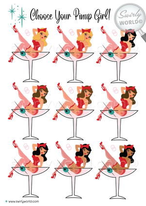 Step into the vibrant world of mid-century glamour with our Retro, Mid-Century Style Pin-up Girl "One Last Fling Before The Ring" Bachelorette Party Invitations and Thank You Cards, featuring a captivating retro pin-up girl, gracefully perched in a martini glass, embodying the spirit of 1950's pin-up charm. In splendid retro colors of powder pink, red, and aqua blue, surrounded by retro starbursts.