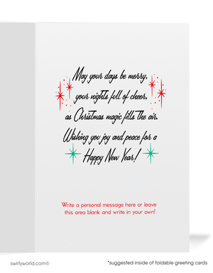 1950s Vintage Mid-Century Modern Kitsch Santa Claus Christmas Holiday Cards