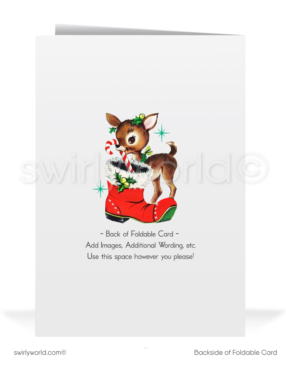 1950s Vintage Mid-Century Modern Kitsch Santa Claus Christmas Holiday Cards