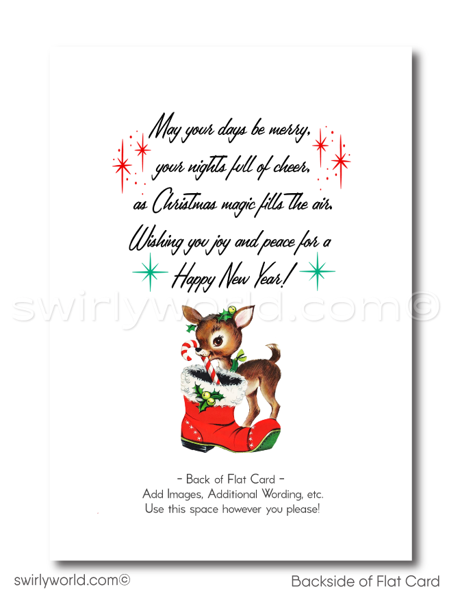 1950s Vintage Mid-Century Modern Kitsch Santa Claus Christmas Holiday Cards