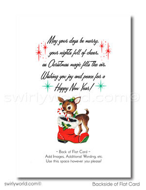 1950s Vintage Mid-Century Modern Kitsch Santa Claus Christmas Holiday Cards