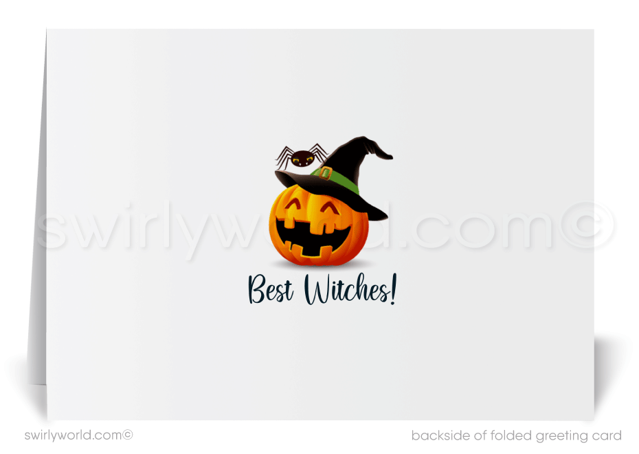 Retro Mid-Century Home with Ghost and Bats Atomic Black Cat Halloween Greeting Cards