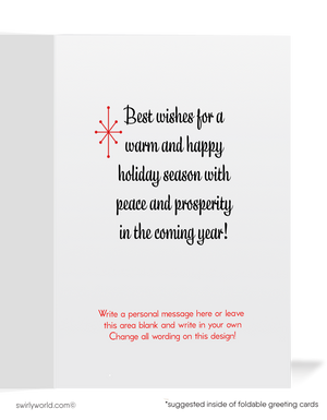 Vintage 1950s-Style Christmas Card with Retro House, Santa, and Realtor Sign