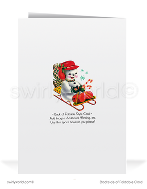 1950s Vintage Mid-Century Style Christmas Card - Kitschy Wiener Dog in Santa Hat