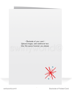 Vintage 1950s Christmas Card – Mid-Century Airstream in Snowy Forest with Illuminated Tree, Retro Holiday Scene