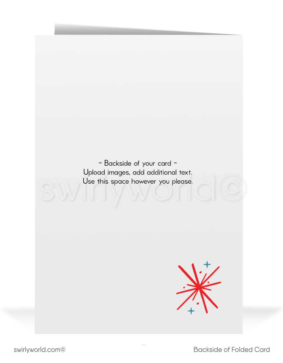 Vintage 1950s Christmas Card – Mid-Century Airstream in Snowy Forest with Illuminated Tree, Retro Holiday Scene