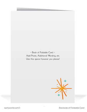 Mid Century Christmas Card - Vintage Holiday Cards With Atomic Starburst Pattern & Retro Ornaments