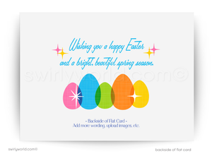 Retro Easter Greeting Card – Mid-Century Bunny Silhouettes & Atomic Starburst – Vintage Spring Holiday Card