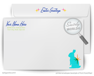 Retro Easter Greeting Card – Colorful Egg Collage, Bold Mid-Century Typography & Customizable Design