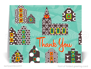 Stay connected with retro mid-century modern notecards! Perfect for realtors, featuring 1950s-60s geometric patterns. Ideal for thank you notes & client outreach.