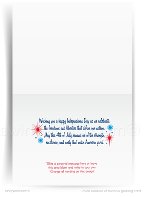Retro Mid-Century Modern 4th of July Greeting Card – Patriotic Atomic MCM Design