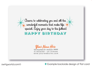 Celebrate your clients' special day with our exclusive Happy Birthday cards featuring retro-style typography on an orange cross-stitch pattern background. Choose between folded or flat cards. Printed on thick card stock with matching envelopes. Upgrade to customized envelopes with your logo for a professional touch.