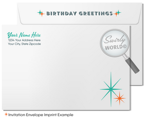 Celebrate your clients' special day with our exclusive Happy Birthday cards featuring retro-style typography on an orange cross-stitch pattern background. Choose between folded or flat cards. Printed on thick card stock with matching envelopes. Upgrade to customized envelopes with your logo for a professional touch.