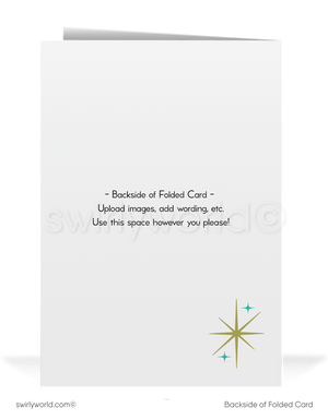 1950s-1960s Atomic Retro Mid-Century Modern Green Christmas Trees Vintage Holiday Cards