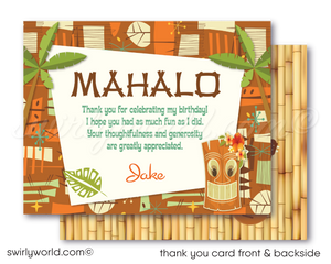 Retro 1960s Mid-Century Modern Hawaiian Tiki Luau Party Birthday Printed Invites