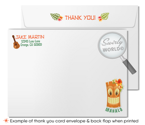 Retro 1960s Mid-Century Modern Hawaiian Tiki Luau Party Birthday Printed Invites