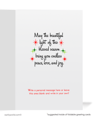 Vintage 1950s Mid-Century Holiday Cards with Kitschy Angel, Candle & Retro Starbursts