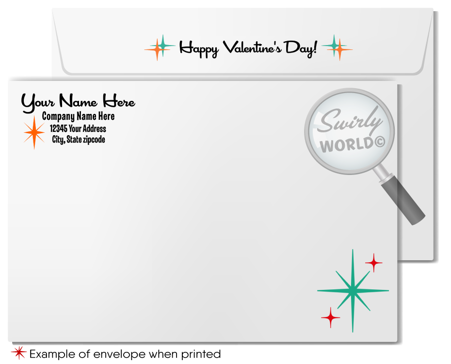 Digital Retro MCM Mid-Century Home Atomic Modern Valentine's Day Cards for Realtors