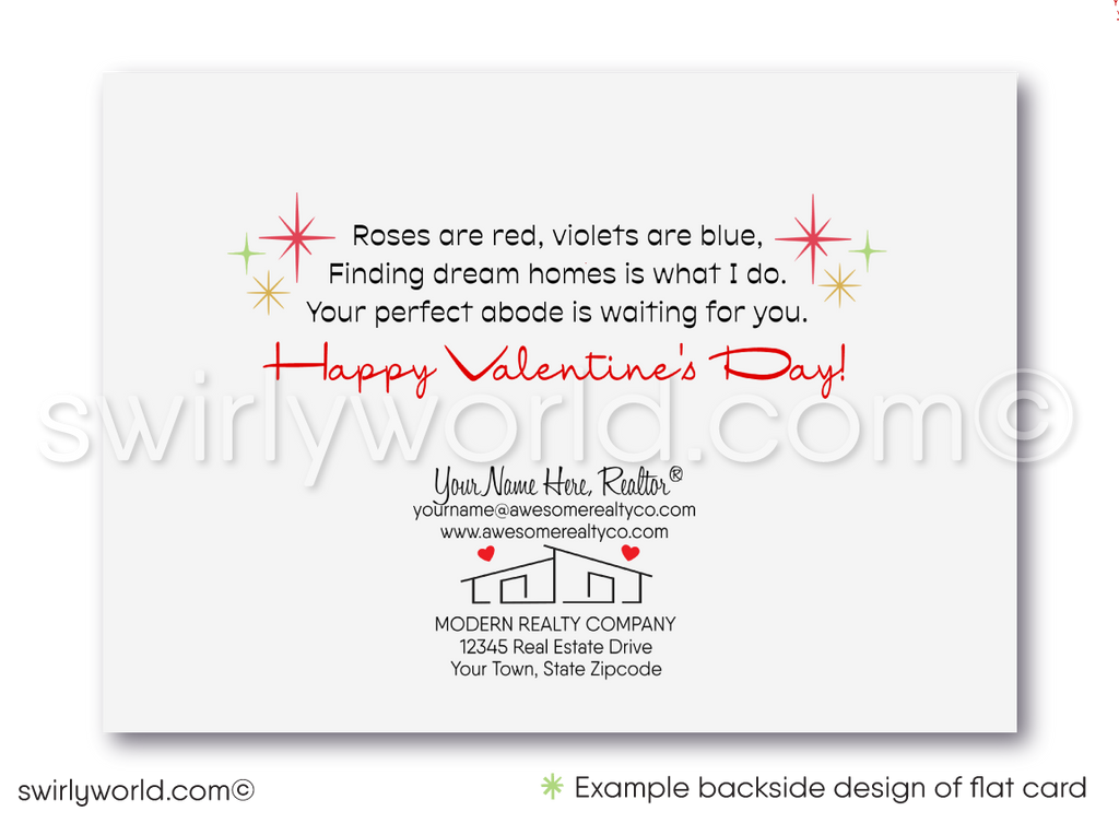 Cool Mid-Century Modern MCM Home Happy Valentine's Day Greeting Cards for Realtors®