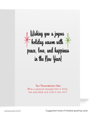 Vintage Christmas Card - 1950s Mid-Century Santa Claus with "Merry Christmas" Beard, Retro Holiday Greeting