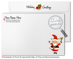 Vintage Christmas Card - 1950s Mid-Century Santa Claus with "Merry Christmas" Beard, Retro Holiday Greeting