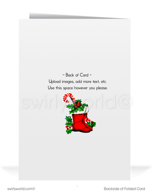 Vintage Christmas Card - Retro Holiday Cards | Classic Santa Claus Card With Envelope