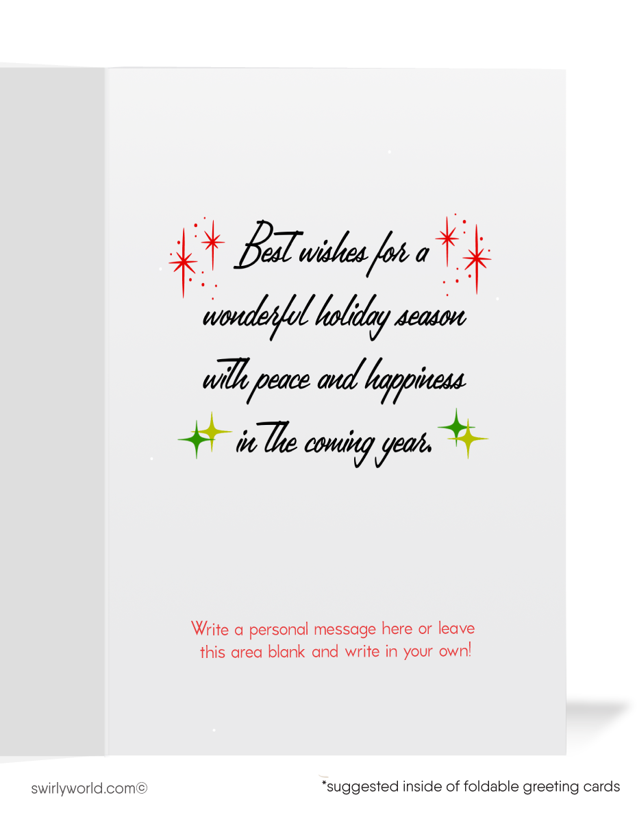 1950s Atomic Retro Mid Century Modern Deer Vintage MCM Holiday Cards