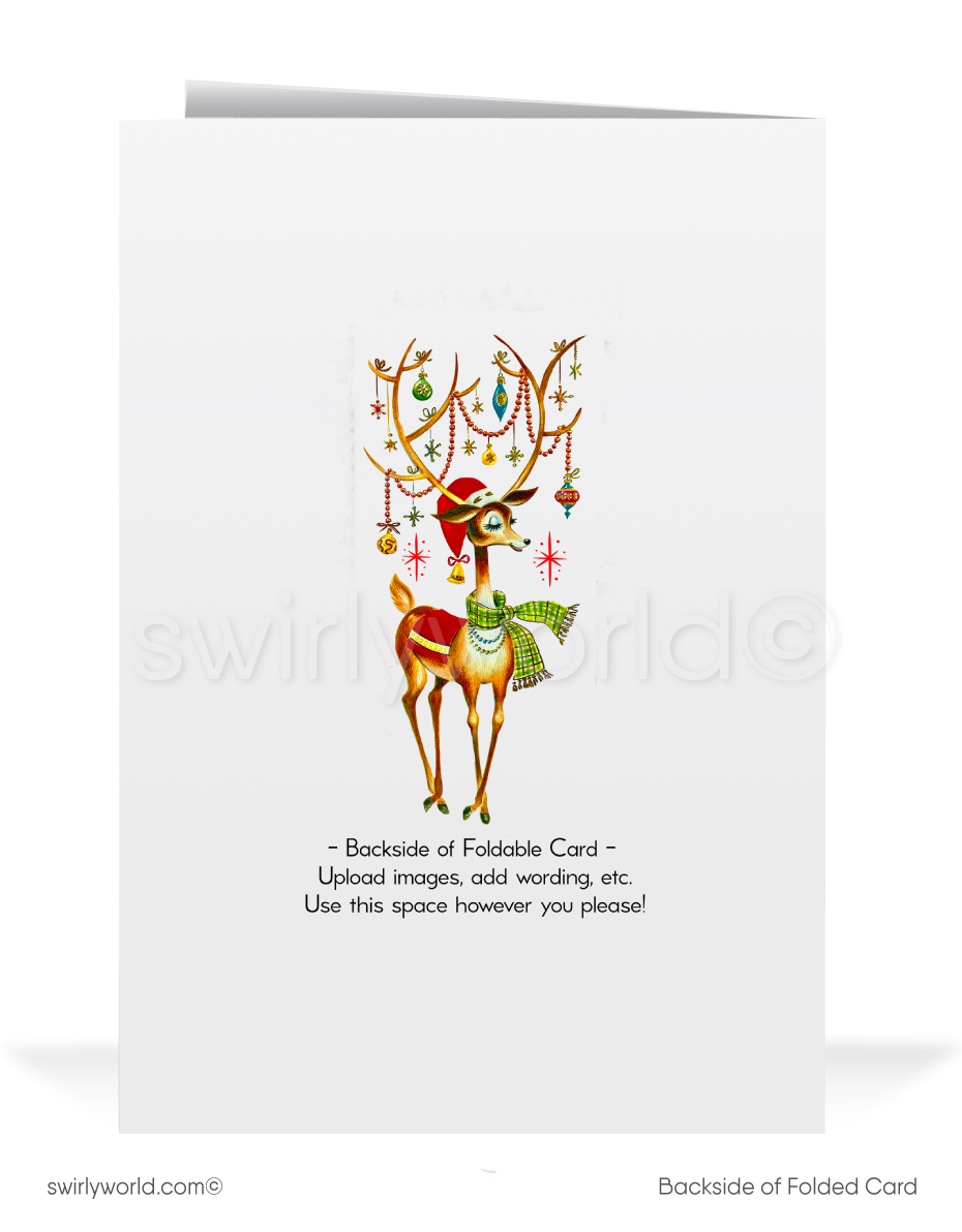 1950s Atomic Retro Mid Century Modern Deer Vintage MCM Holiday Cards