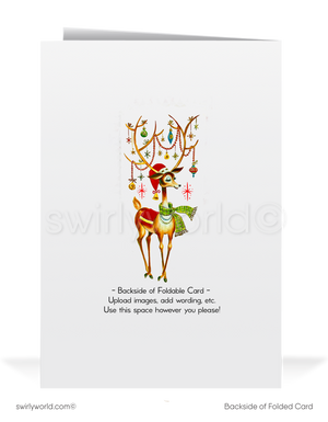 1950s Atomic Retro Mid Century Modern Deer Vintage MCM Holiday Cards