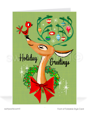 1950s Atomic Retro Mid Century Modern Deer Vintage MCM Holiday Cards