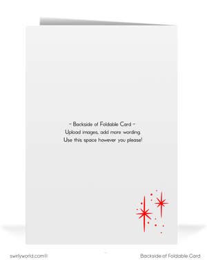 Vintage New Year’s Countdown Greeting Card with Baby New Year, Antique Clock, Confetti, and Retro Starburst Design