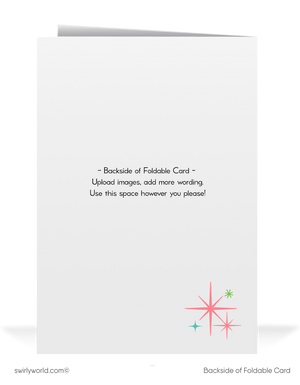 1950s Vintage Baby New Year Happy New Year Card – Retro Atomic Starbursts, Balloons, and Mid-Century Celebration Design