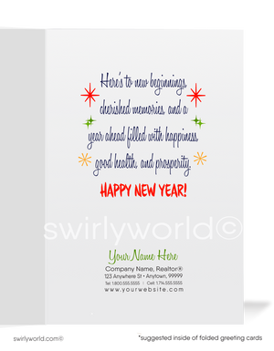 Mid-Century Style New Year's Greeting Card – Retro Confetti, Party Hat, and Vintage Typography for a 1950s Nostalgic Celebration