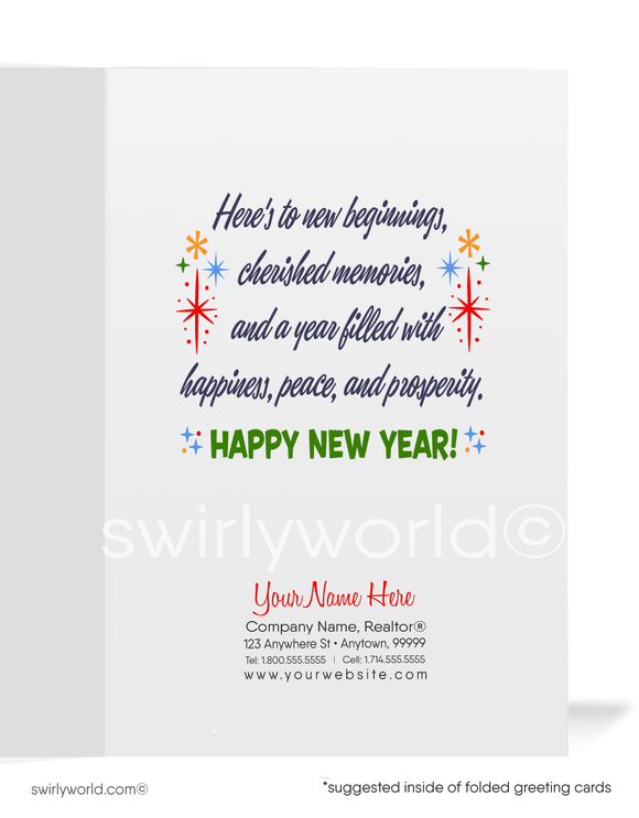 2024 Atomic MCM Mid-Century Retro Mod Happy New Year Cards Card Digital File Download