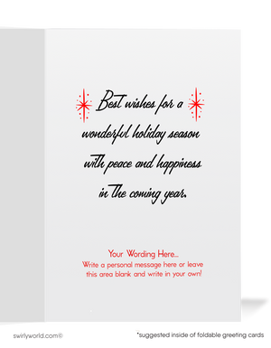 Vintage 1950s Retro Christmas Card - Mid-Century Kitsch Santa Claus Holiday Design